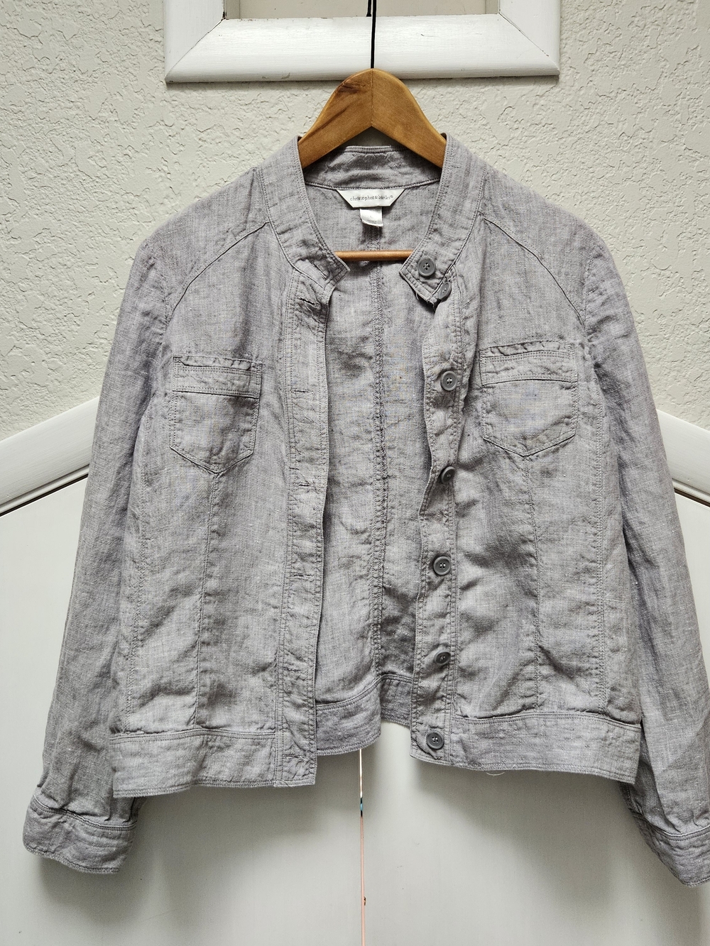 Christopher & Banks Light Gray Button-Front Casual Jacket